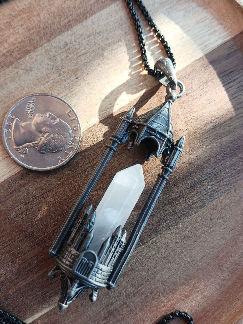 Gothic Castle Clear Quartz Point pendant necklace - Picture 2 of 2